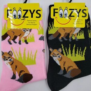 Wild Fox Animal Socks Ladies Womens Foxy Forest Cute Gift Ideas Clever 2 PAIRS